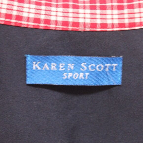 Karen Scott Sport Red White and Navy Blue Short Sleeve Top - Picture 8 of 12